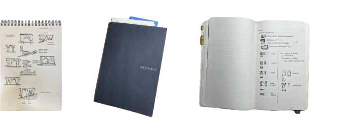 Image that shows a collection of my notebooks and sketches from the past