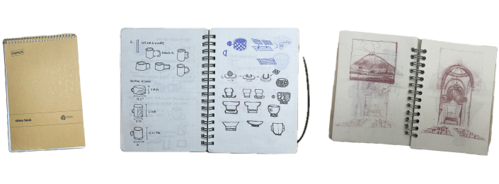 Image that shows a collection of my notebooks and sketches from the past