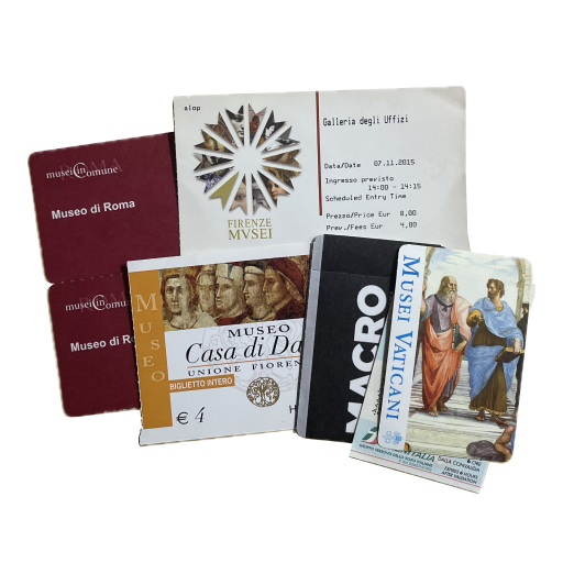 A stack of museum tickets