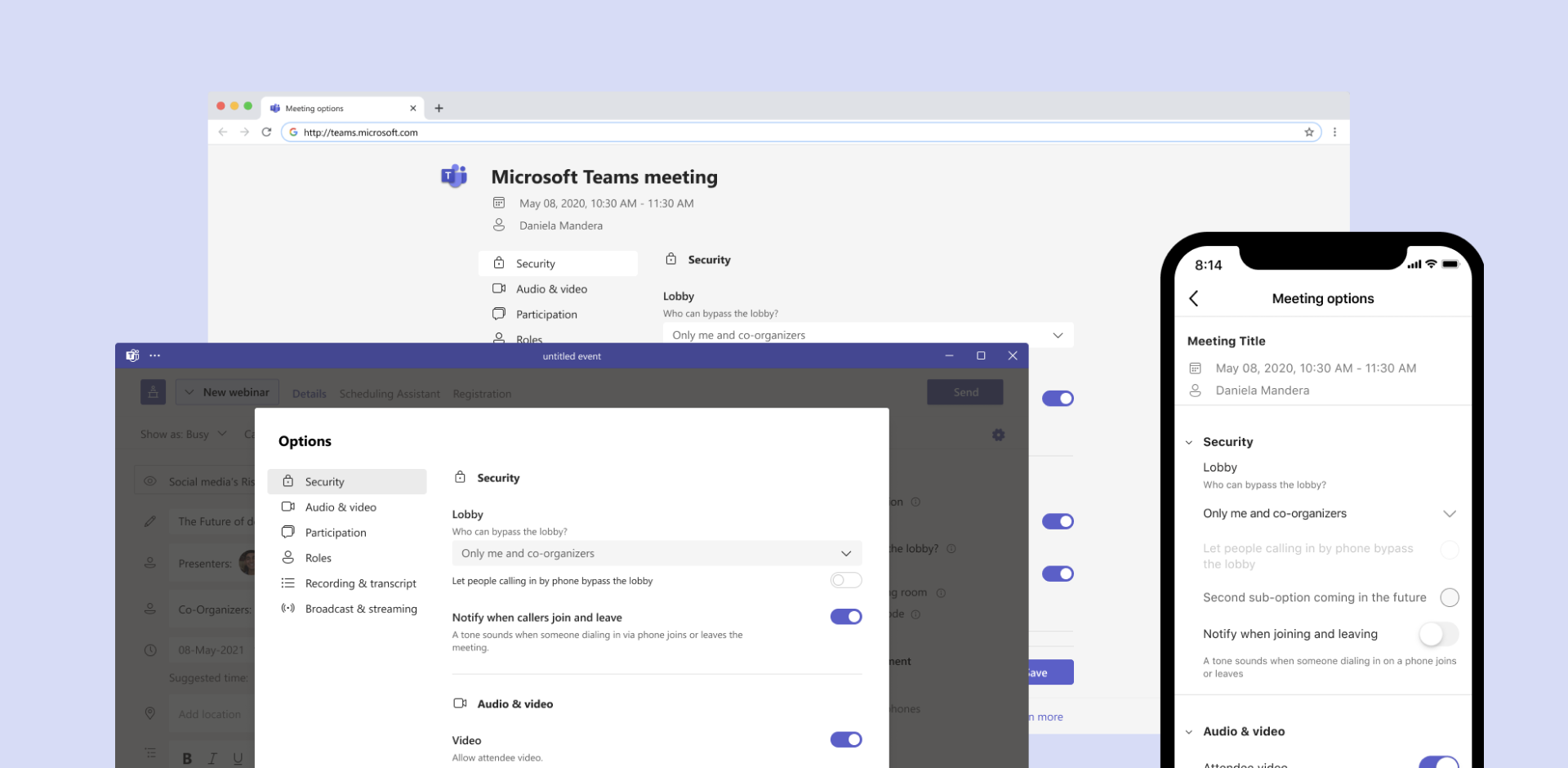 Teams project cover image - Meeting options UI across platform
