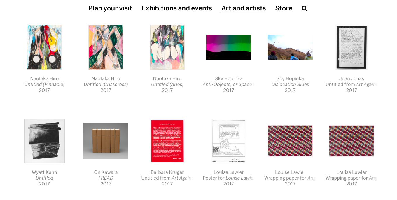 MoMA's Current Website Screenshot 2